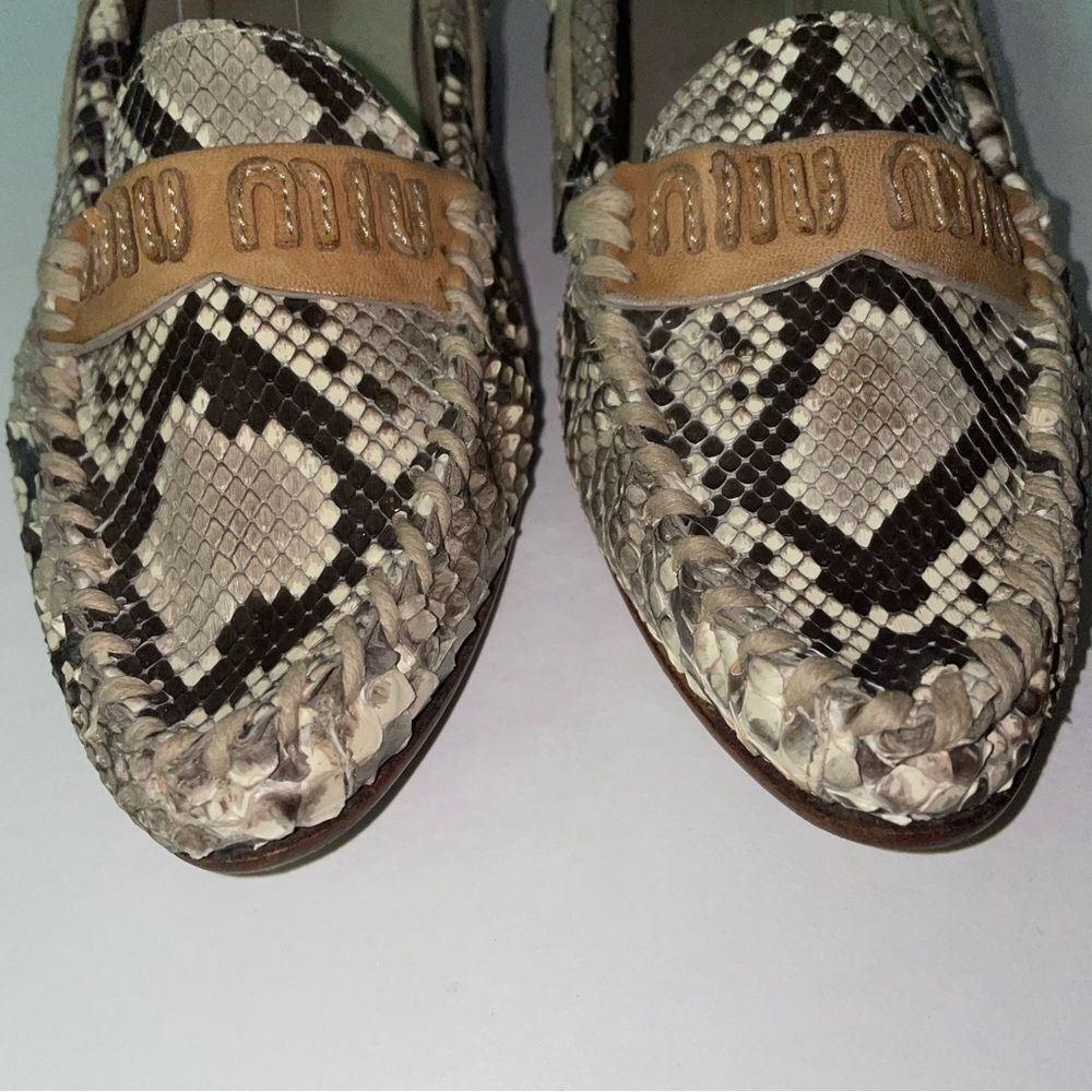 Miu Miu Prada Size 5 Python Flats Snakeskin Slip … - image 2